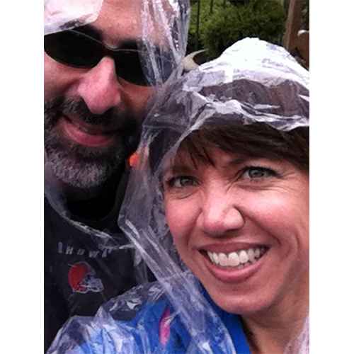 This selfie is from our 25th wedding anniversary, when we took ourselves to Walt Disney World. The last day, a tropical storm rained from morning to night—so we slickered up and had a blast outside anyway. Amy said later it was her favorite day by far from the whole anniversary trip, and “proof that I married the right man.” Amy's Scrapbook: Rainy Day at Disney World